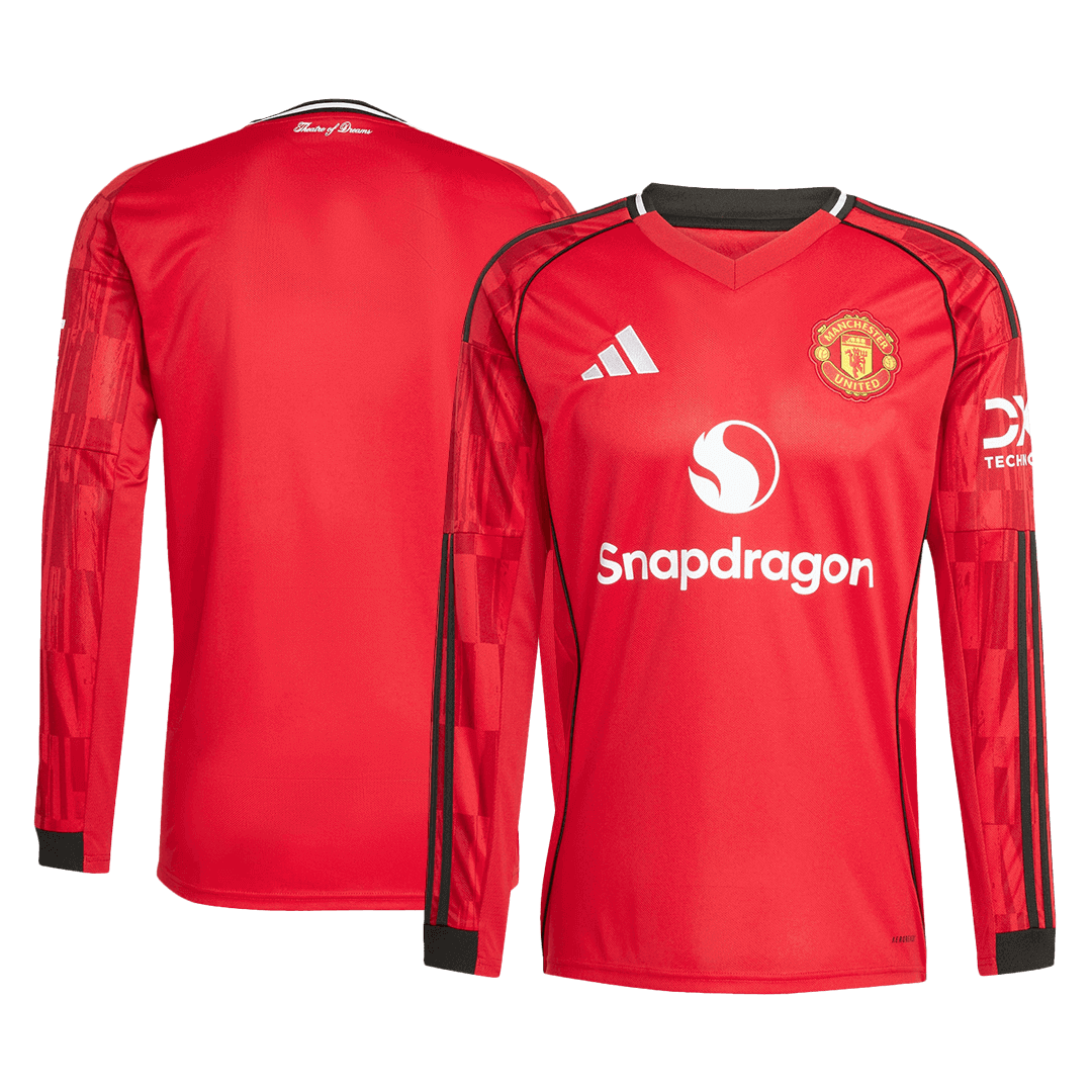 Camiseta Manga Larga Manchester United 2025/26 Primera Equipación-Versión Hincha