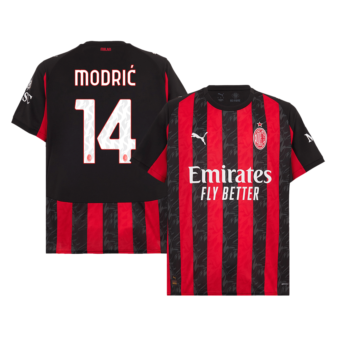 Camiseta MODRIĆ #14 AC Milan 2025/26 Primera Equipación-Versión Hincha