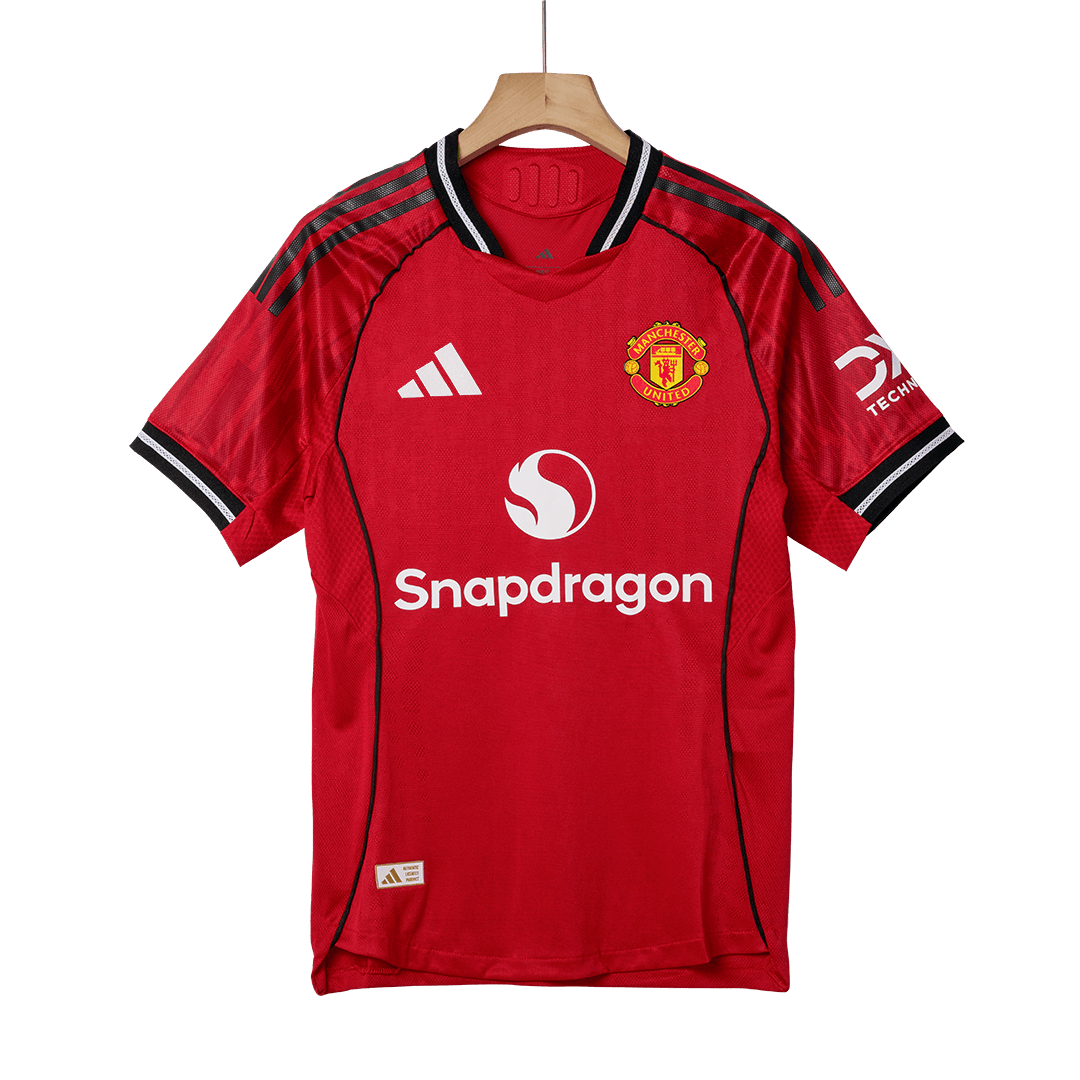 Camiseta Auténtica B.FERNANDES #8 Manchester United 2025/26 Primera Equipación-Versión Jugador