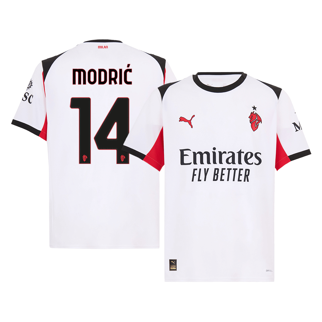 Camiseta MODRIĆ #14 AC Milan 2025/26 Segunda Equipación-Versión Hincha