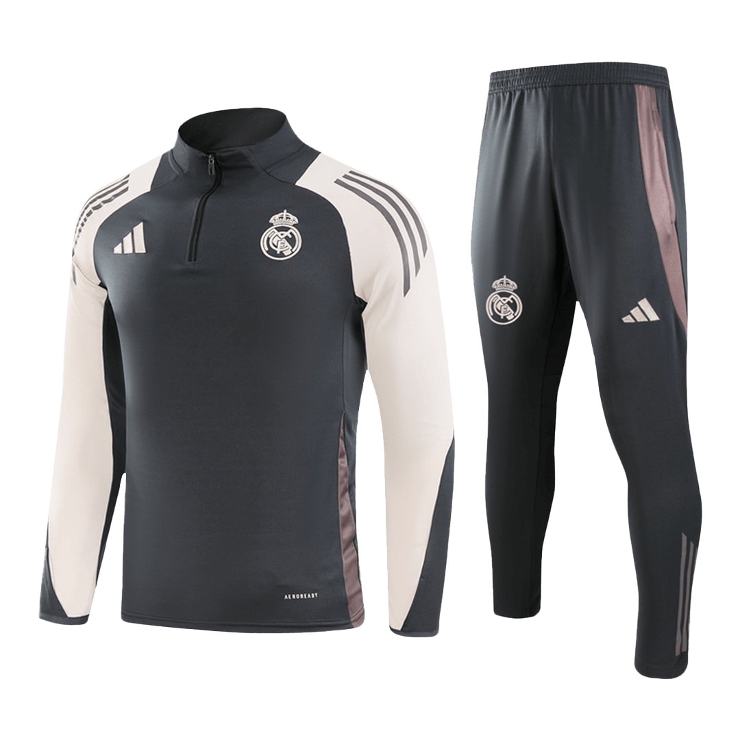 Men's Real Madrid Zipper Sweatshirt Kit (Top+Pants) 2024/25 Football Kit UK