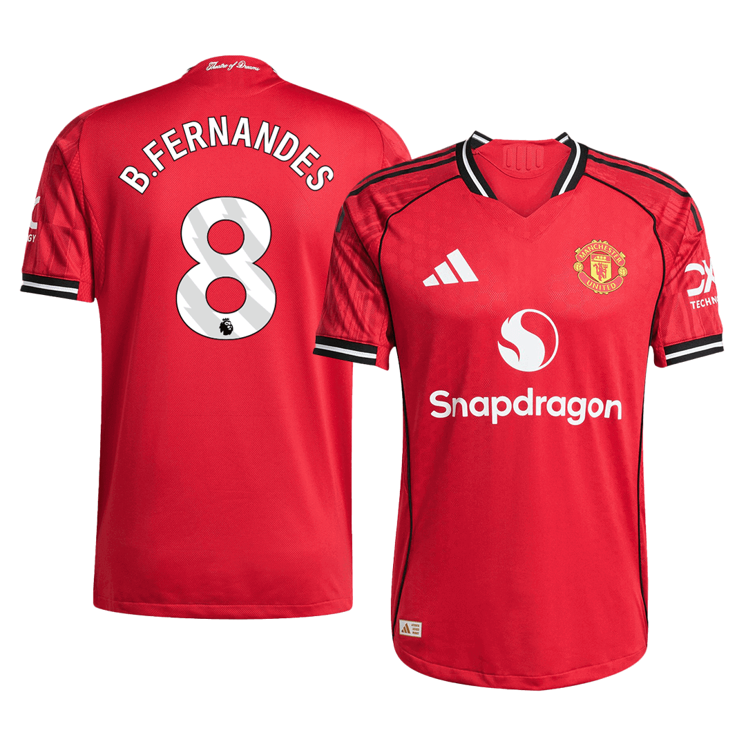 Camiseta Auténtica B.FERNANDES #8 Manchester United 2025/26 Primera Equipación-Versión Jugador