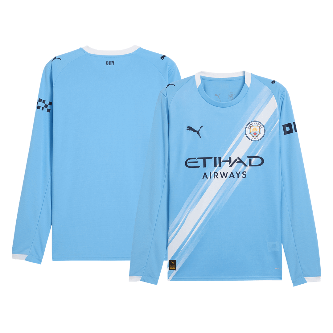 Camiseta Manga Larga Manchester City Primera Equipación 2025/26-Versión Hincha