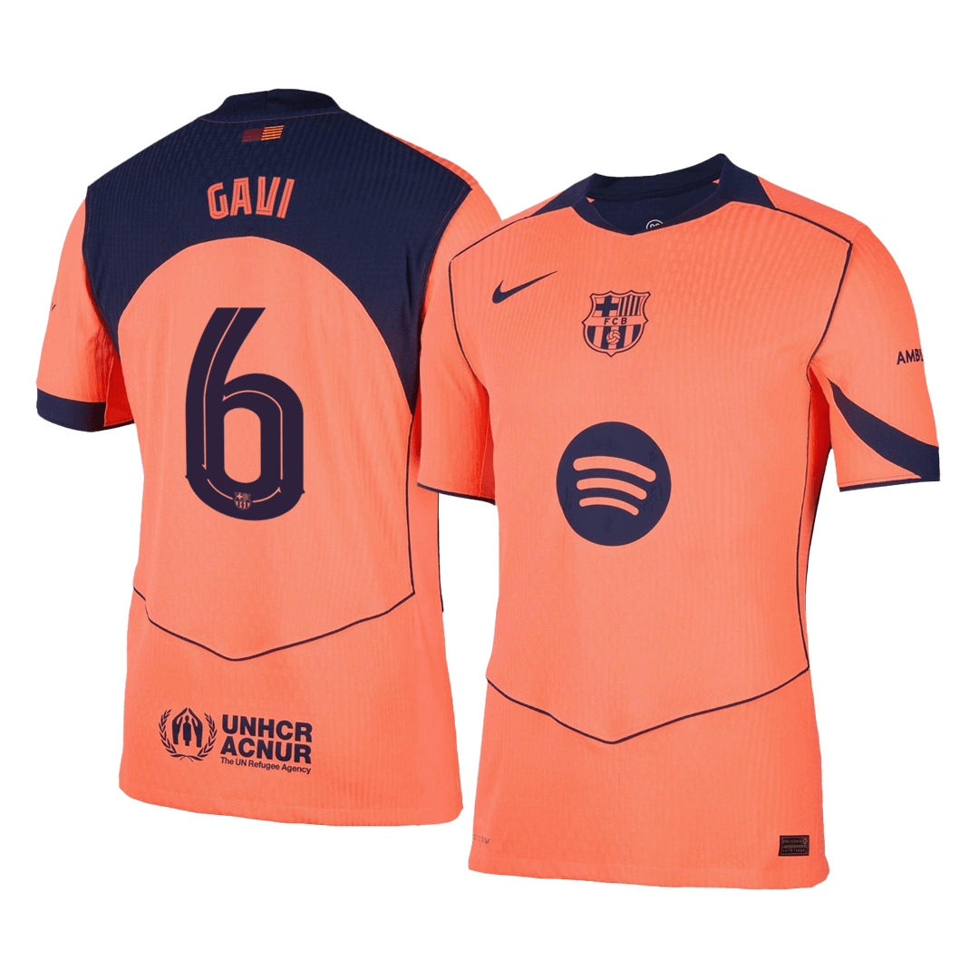UCL Camiseta Auténtica GAVI #6 Barcelona 2025/26 Tercera Equipación -Versión Jugador