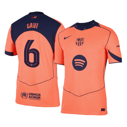 UCL Camiseta Auténtica GAVI #6 Barcelona 2025/26 Tercera Equipación -Versión Jugador