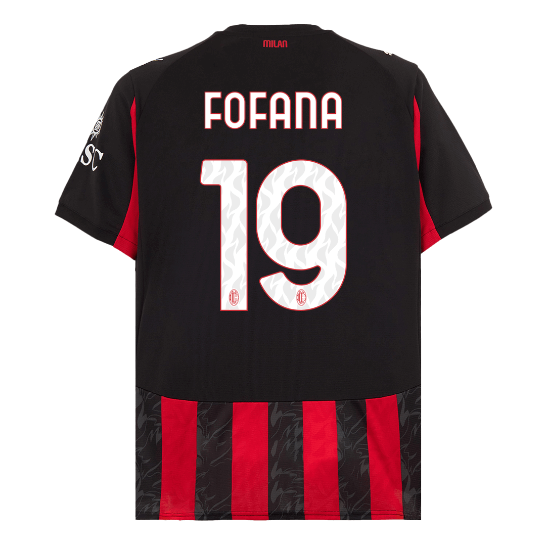 Calidad Premium Camiseta FOFANA #19 AC Milan 2025/26 Primera Equipación -Versión Hincha
