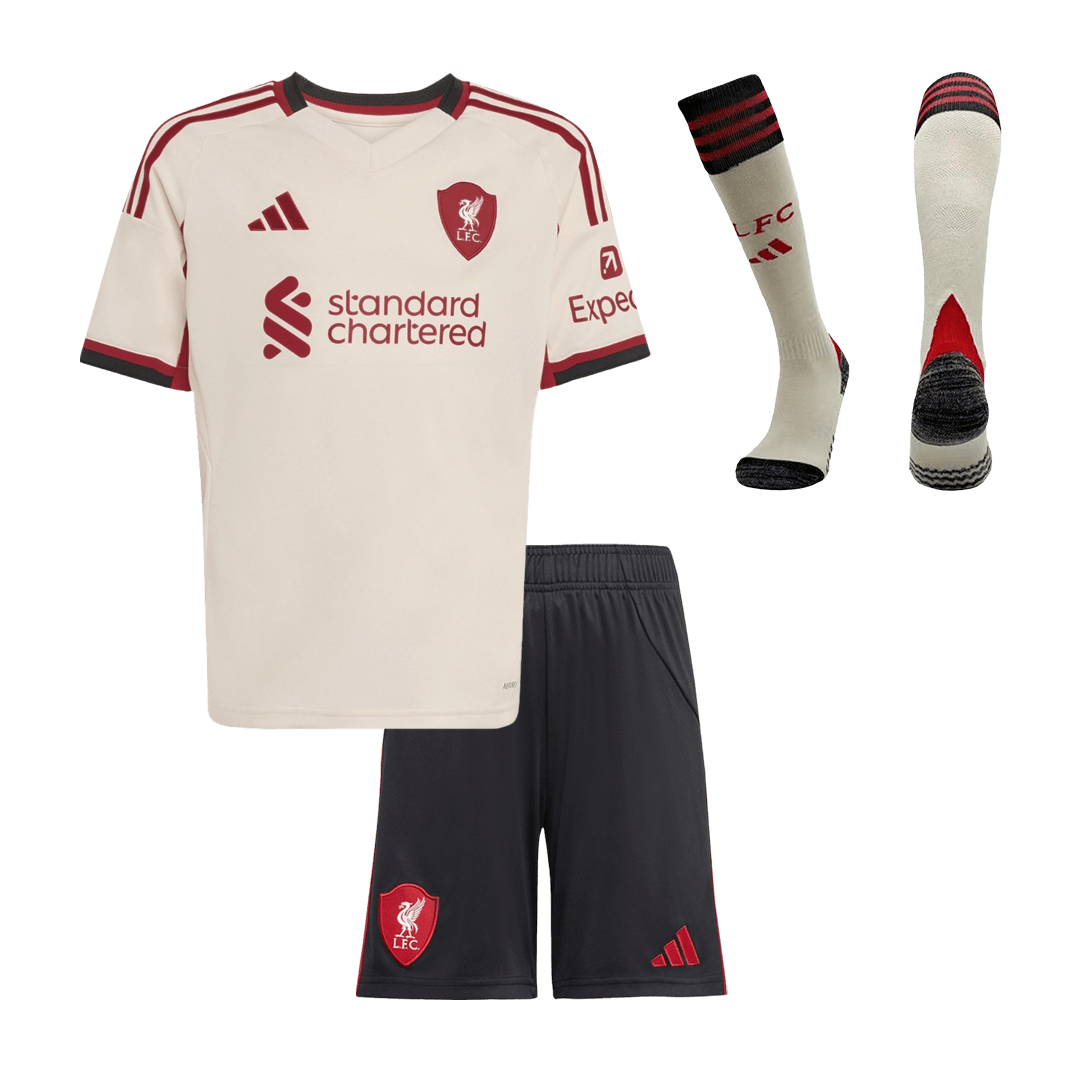 Conjunto Infantil Completo Liverpool 2025/26 Segunda Equipación Kids