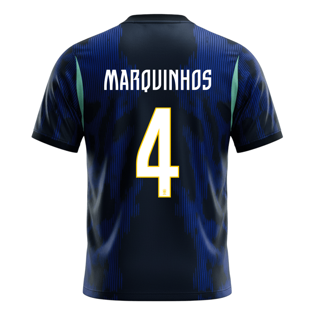 Camiseta MARQUINHOS #4 Brazil 2026 Segunda Equipación Copa del Mundo - Versión Hincha