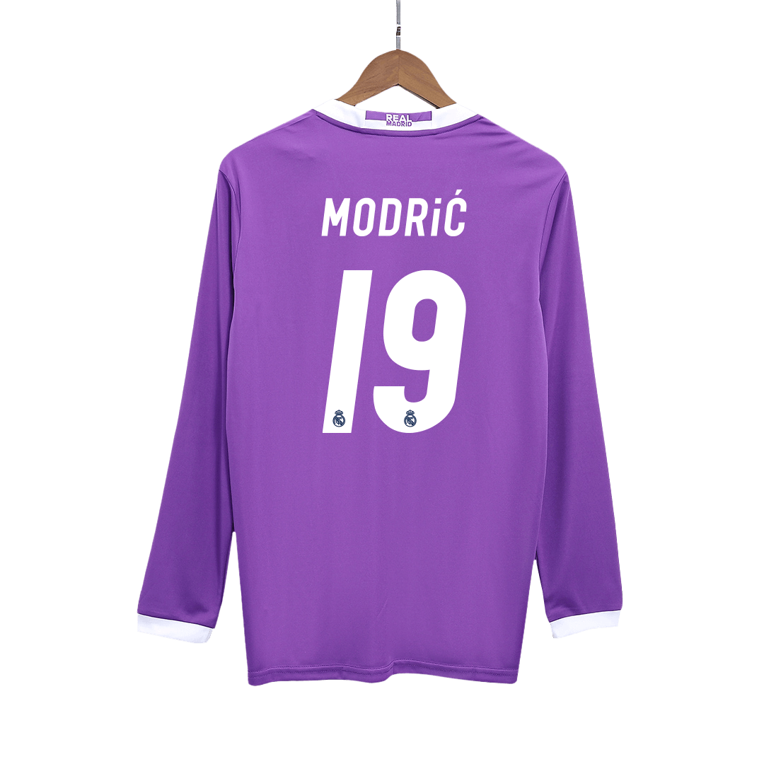 Camiseta Retro 2016/17 Modrić #19 Real Madrid Segunda Equipación Manga Larga