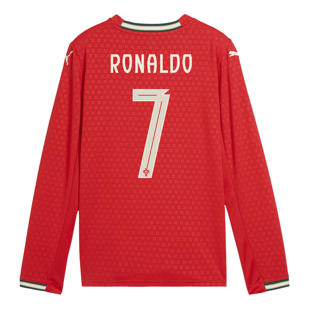 Camiseta Manga Larga RONALDO #7 Portugal 2025 Primera Equipación Hombre-Versión Hincha