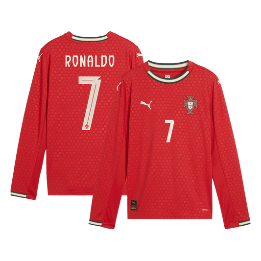 Camiseta Manga Larga RONALDO #7 Portugal 2025 Primera Equipación Hombre-Versión Hincha