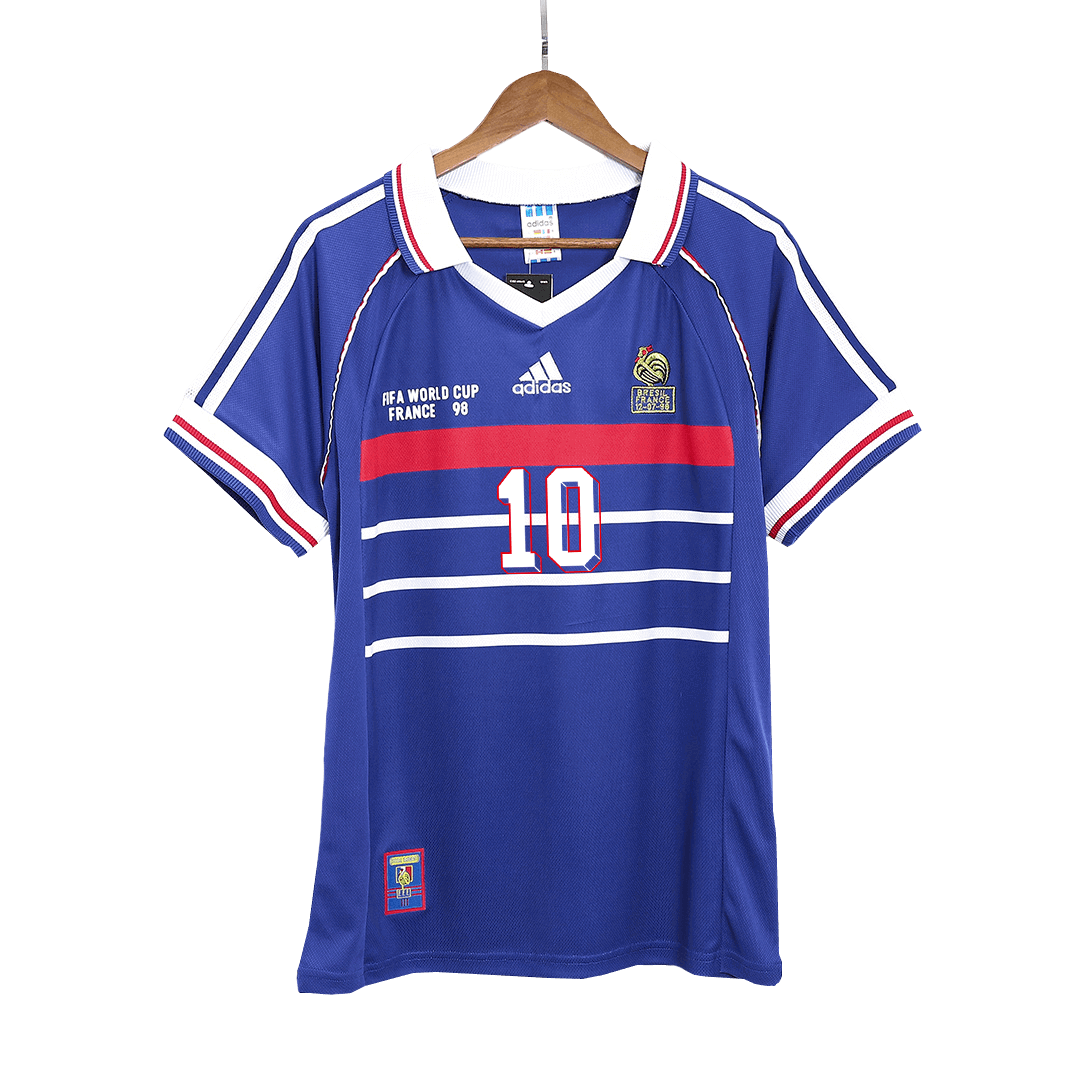 Camiseta Retro 1998 ZIDANE #10 Francia Primera Equipación Copa del Mundo