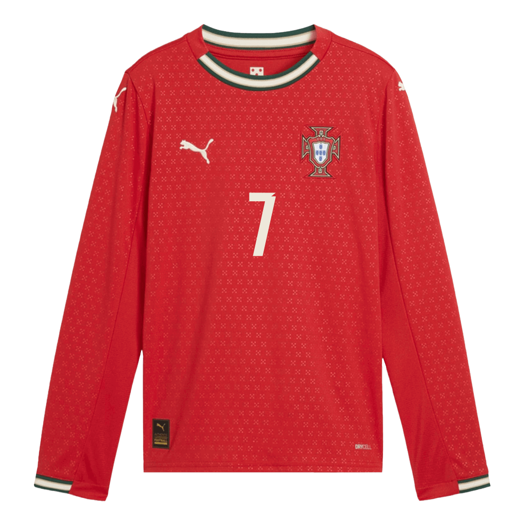 Camiseta Manga Larga RONALDO #7 Portugal 2025 Primera Equipación Hombre-Versión Hincha