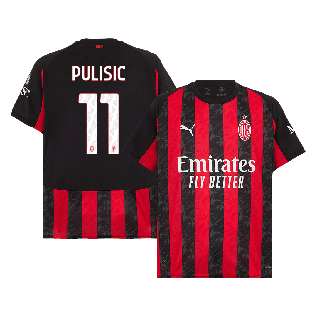 Camiseta PULISIC #11 AC Milan 2025/26 Primera Equipación-Versión Hincha