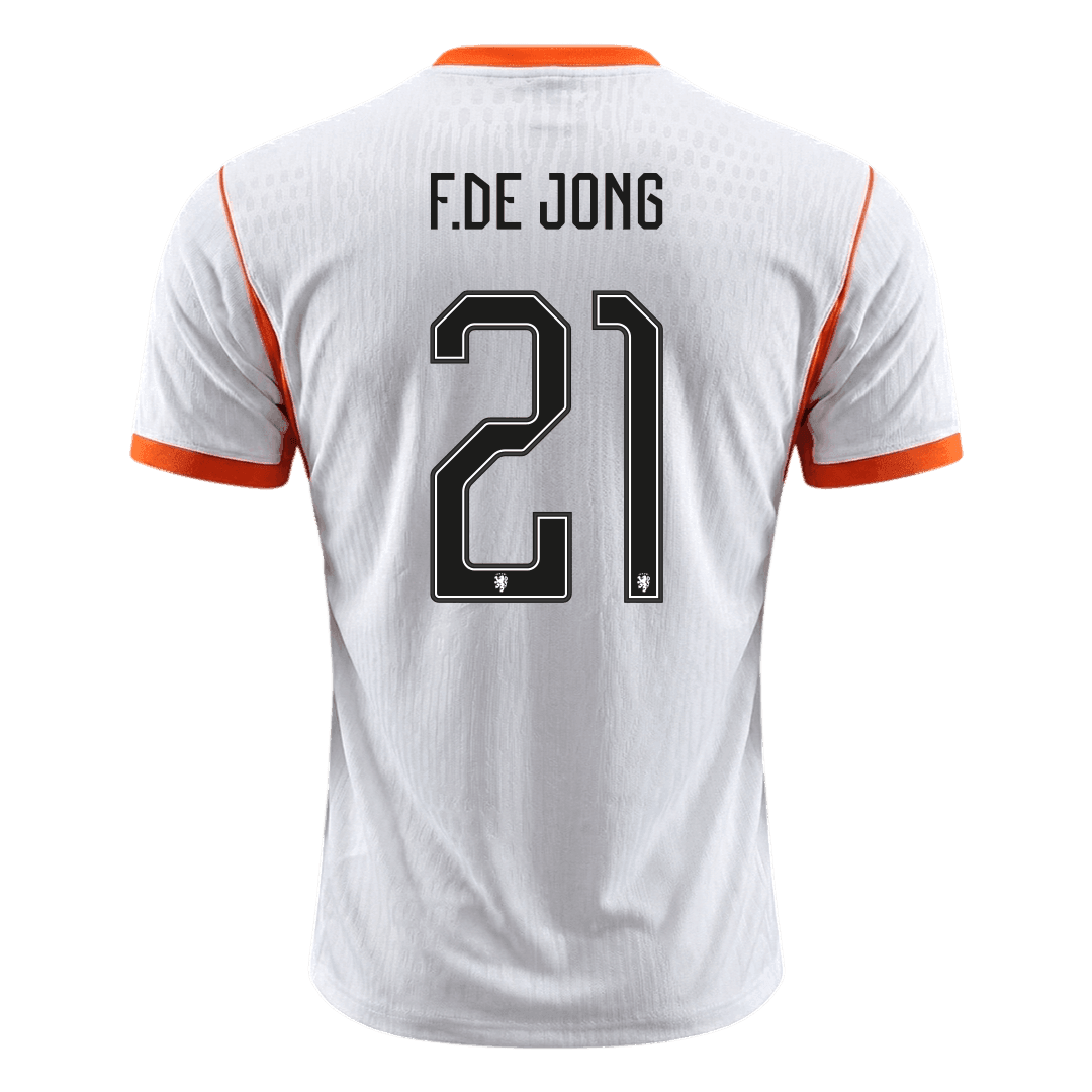 Camiseta Auténtica F.DE JONG #21 Netherlands 2026 Segunda Equipación Copa del Mundo -Versión Jugador