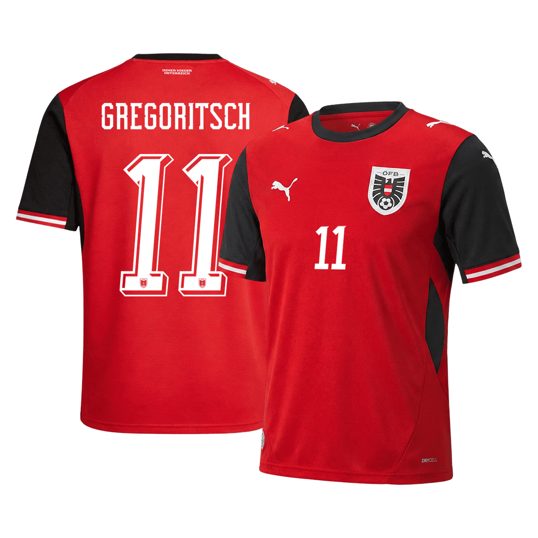 Camiseta GREGORITSCH #11 Austria 2026 Primera Equipación Copa del Mundo - Versión Hincha