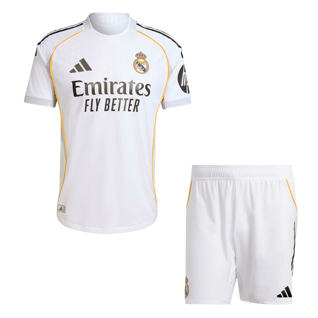 Conjunto Auténtico Real Madrid 2025/26 Primera Equipación (Camiseta + Pantalón Corto)