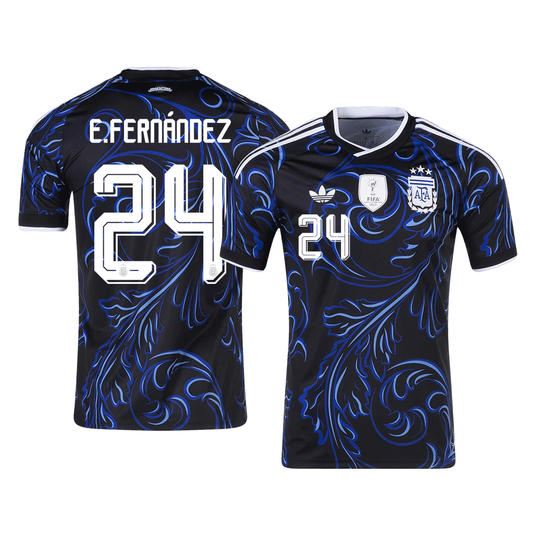Camiseta E. FERNÁNDEZ #24 Argentina 2026 Segunda Equipación Copa del Mundo - Versión Hincha