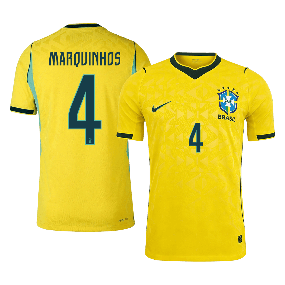 Camiseta Auténtica MARQUINHOS #4 Brazil 2026 Primera Equipación Copa del Mundo -Versión Jugador