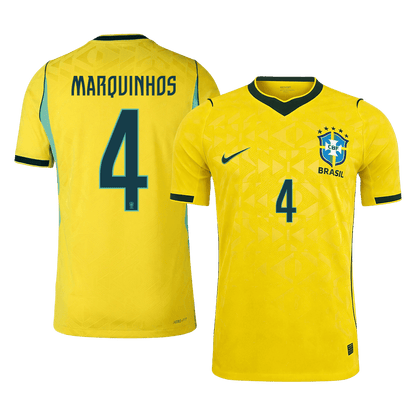 Camiseta Auténtica MARQUINHOS #4 Brazil 2026 Primera Equipación Copa del Mundo -Versión Jugador