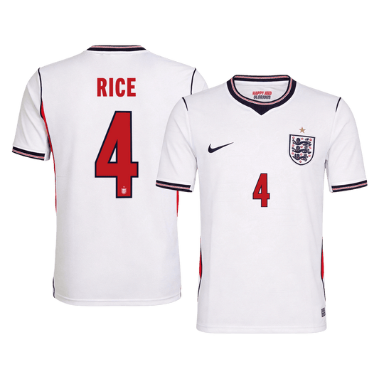 Camiseta Rice #4 Inglaterra 2026 Primera Equipación Copa del Mundo - Versión Hincha