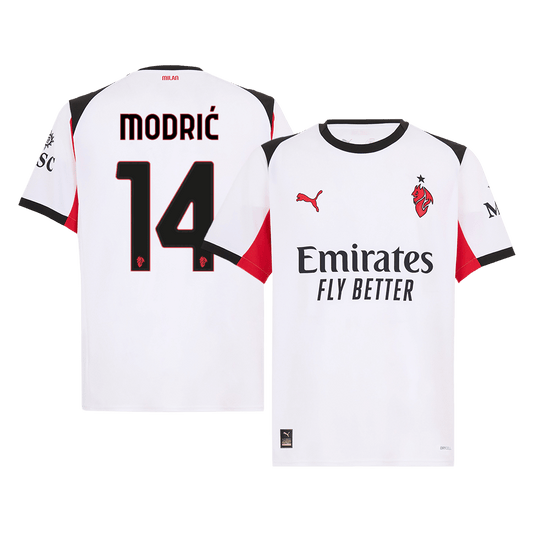 Camiseta MODRIĆ #14 AC Milan 2025/26 Segunda Equipación-Versión Hincha