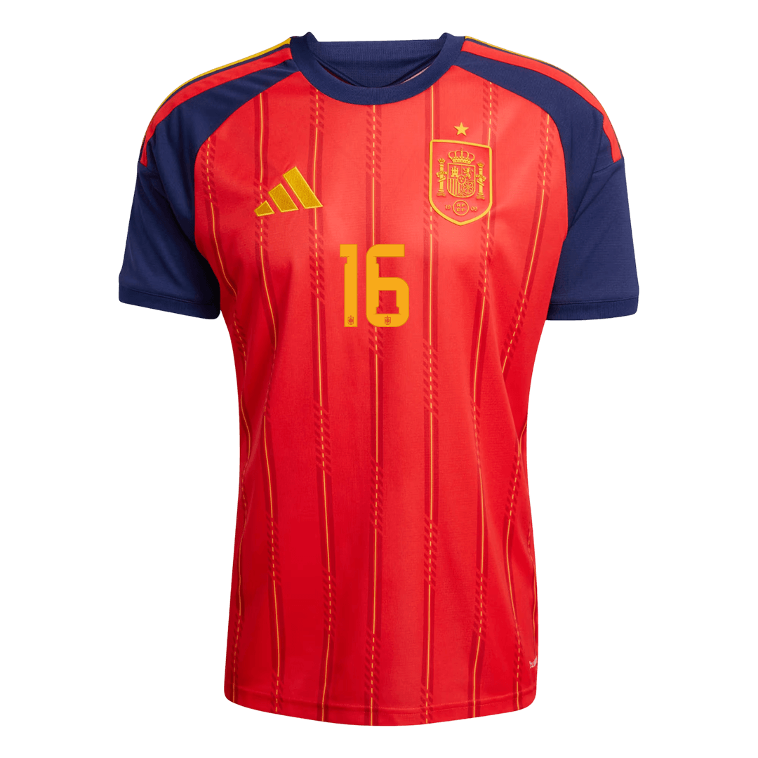 Calidad Premium Camiseta RODRIGO #16 Spain 2026 Primera Equipación Copa del Mundo -Versión Hincha