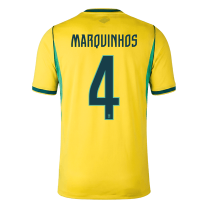 Camiseta MARQUINHOS #4 Brazil 2026 Primera Equipación Copa del Mundo - Versión Hincha