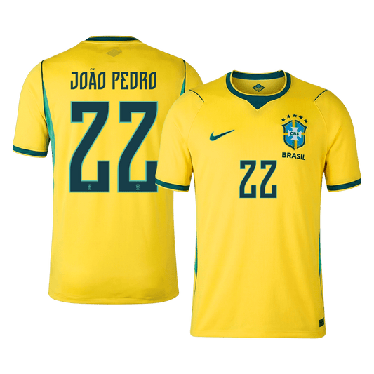 Camiseta João Pedro #22 Brasil 2026 Primera Equipación Copa del Mundo - Versión Hincha