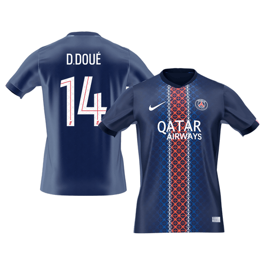 Calidad Premium Camiseta D.DOU¨¦ #14 PSG 2025/26 Primera Equipaci¨®n-Versi¨®n Hincha