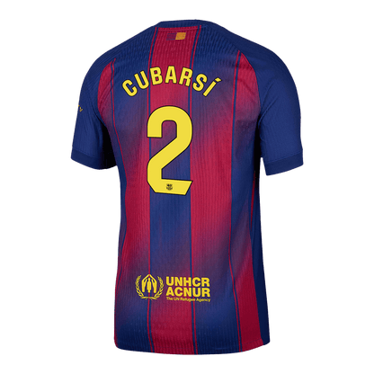 Camiseta Auténtica CUBARSÍ #2 Barcelona 2025/26 Primera Equipación-Versión Jugador