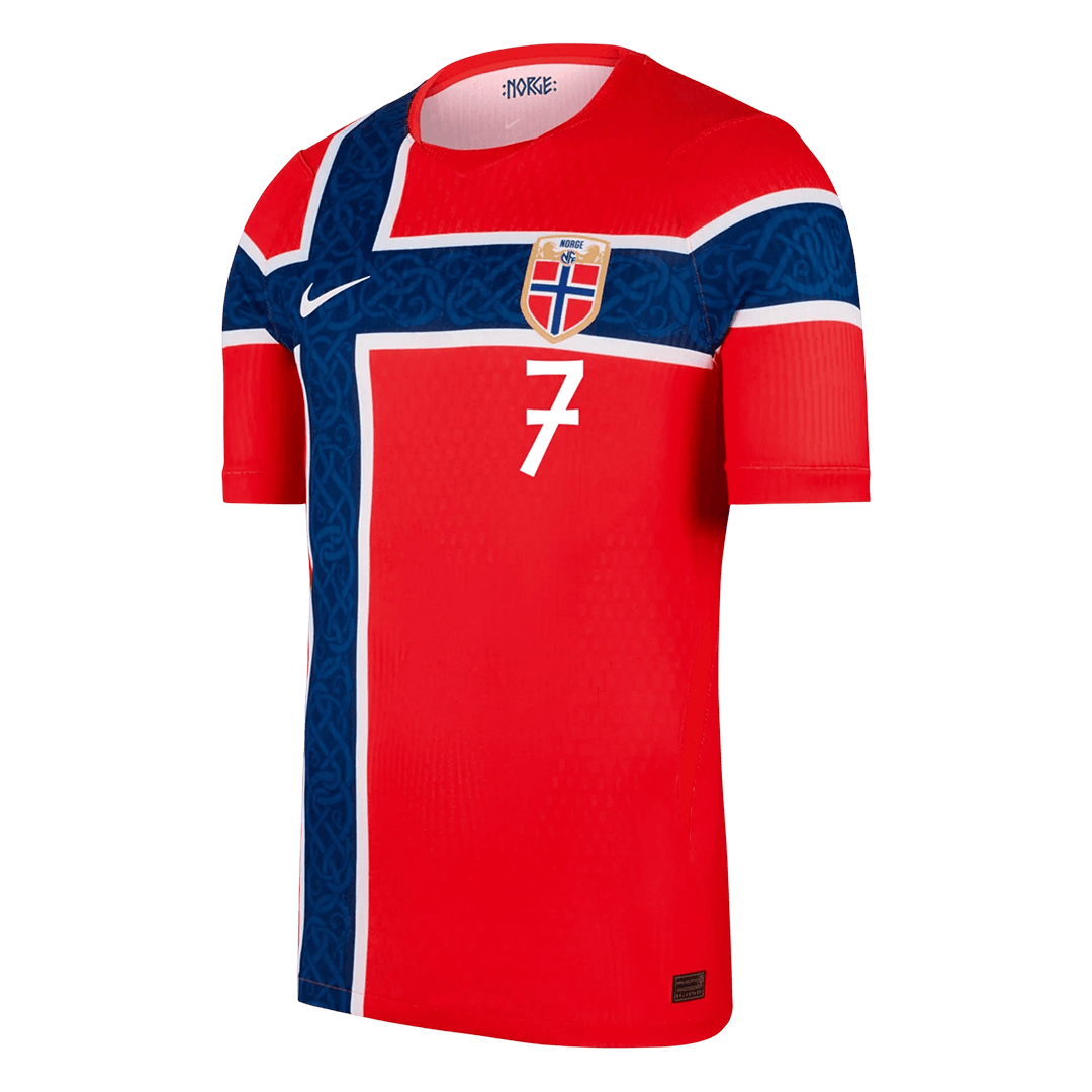 Camiseta Auténtica Sørloth #7 Noruega 2026 Primera Equipación Copa del Mundo - Versión Jugador
