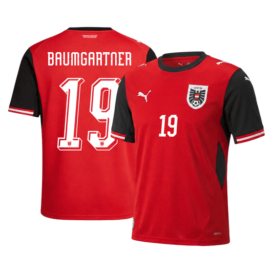 Camiseta BAUMGARTNER #19 Austria 2026 Primera Equipación Copa del Mundo - Versión Hincha