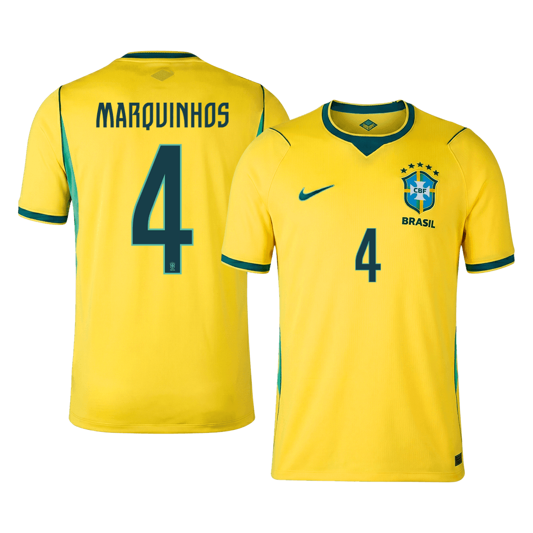 Camiseta MARQUINHOS #4 Brazil 2026 Primera Equipación Copa del Mundo - Versión Hincha