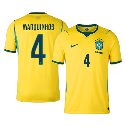 Camiseta MARQUINHOS #4 Brazil 2026 Primera Equipación Copa del Mundo - Versión Hincha