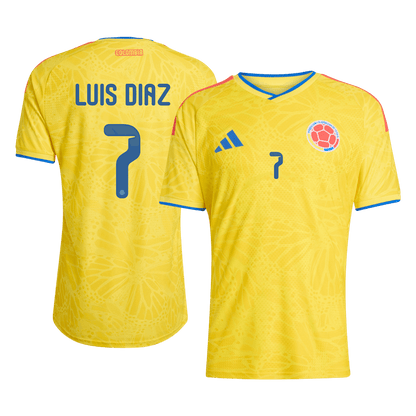Camiseta Auténtica Luis Díaz #7 Colombia 2026 Primera Equipación Copa del Mundo - Versión Jugador