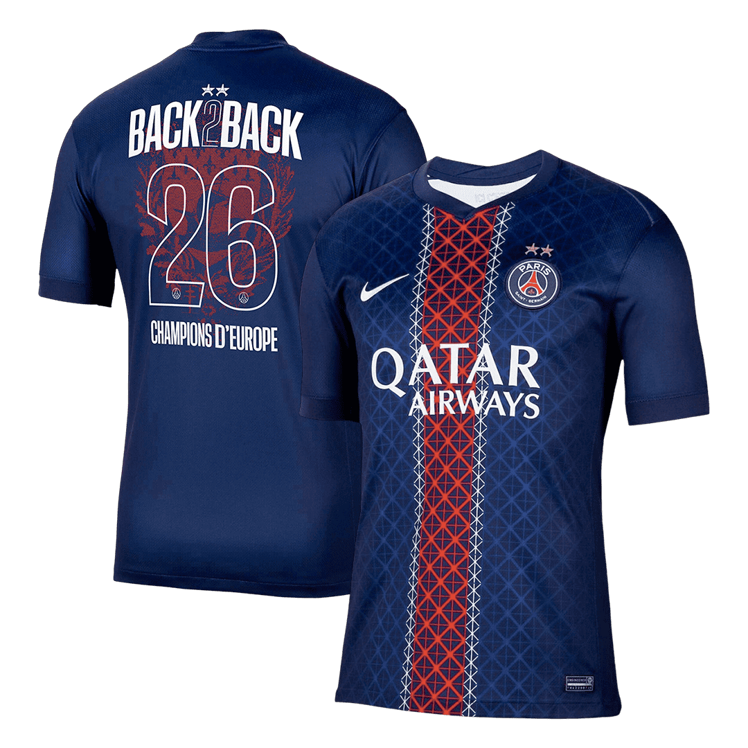 Calidad Premium Camiseta Champions of Europe #26 PSG 2025/26 Primera Equipación -Versión Hincha