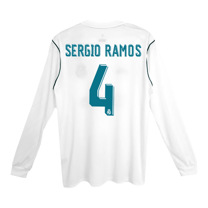 Camiseta Retro 2017/18 SERGIO RAMOS #4 Real Madrid Primera Equipación  Manga Larga