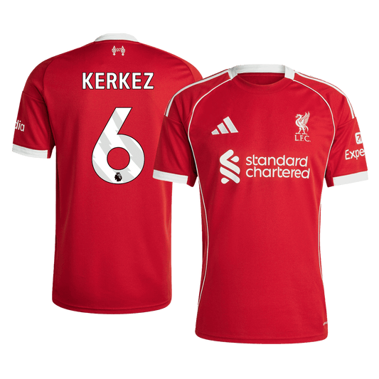 Camiseta KERKEZ #6 Liverpool 2025/26 Primera Equipación-Versión Hincha