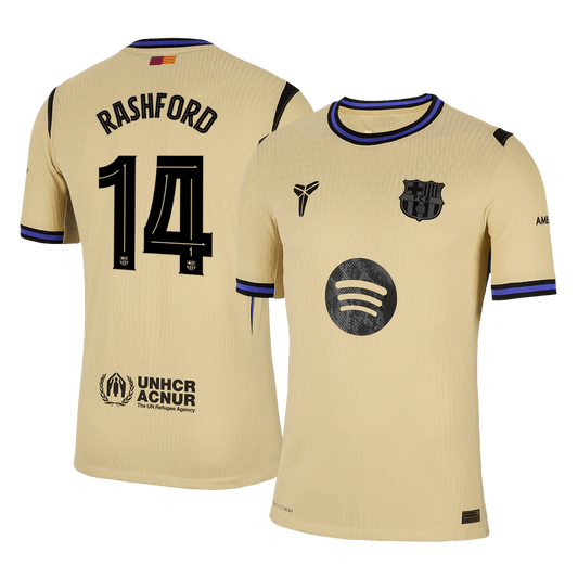 UCL Camiseta Auténtica RASHFORD #14 Barcelona 2025/26 Segunda Equipación-Versión Jugador